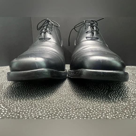 HERMES Classic Black Cap Toe Lace up Mens Leather Oxfords Size:EU 43 1/2/US 10.5 - Picture 7 of 16